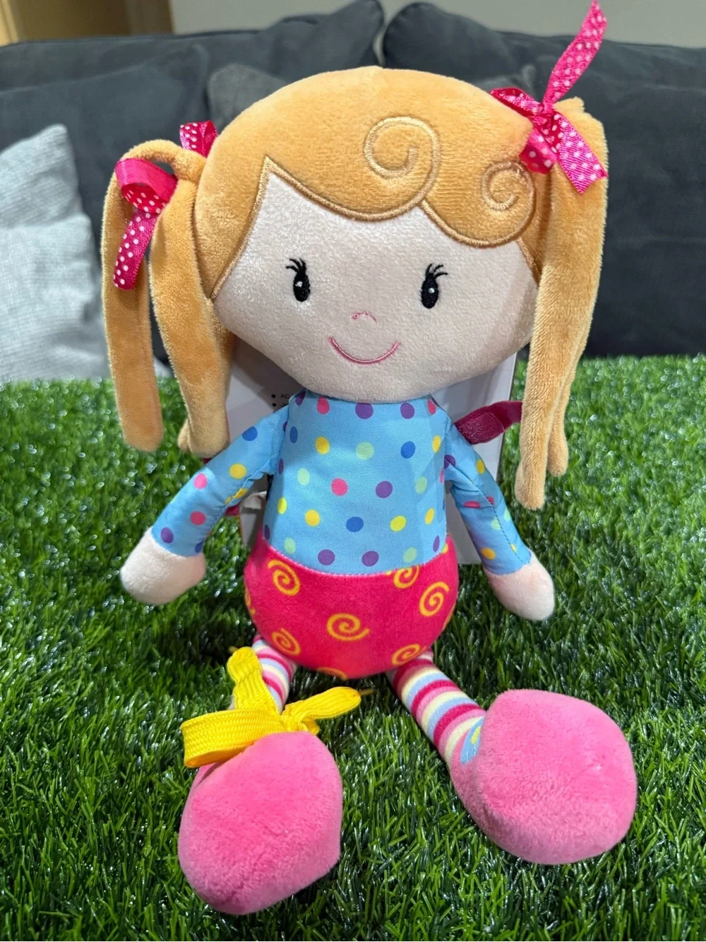 Snuggle Stuffs Doll, Soft Toy Stuffed Plush, Learn to Tie Activity, 15 inch